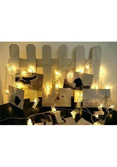 10'lu Led Işıklı Fotoğraf Mandalları Sarı