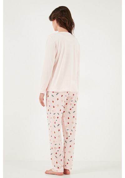Lela Desenli Regular Fit Bisiklet Yaka Uzun Kollu Bayan Pijama Takımı 65713312 Açık Pembe Lela Desenli Regular Fit Bisiklet Yaka Uzun Kollu Bayan Pijama Takımı 65713312 Açık Pembe