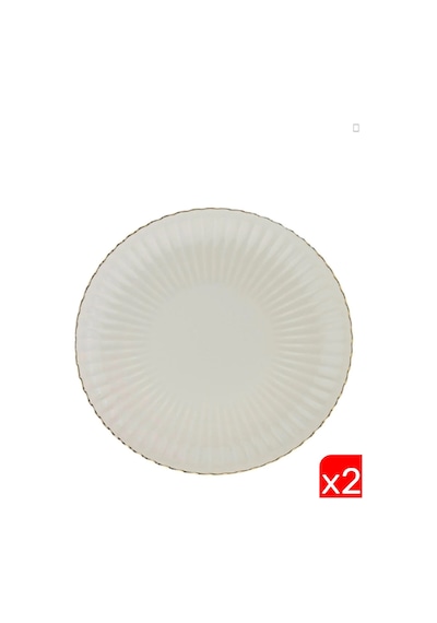 Kütahya Porselen Bone Luz Altın File Servis Tabağı 27cm 2 Li Çok Renkli