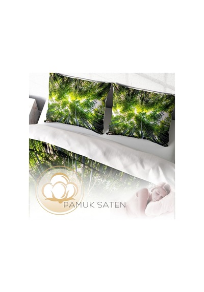 Monohome Forest 1 3D Pamuk Saten Çift Kişilik Nevresim Takımı
