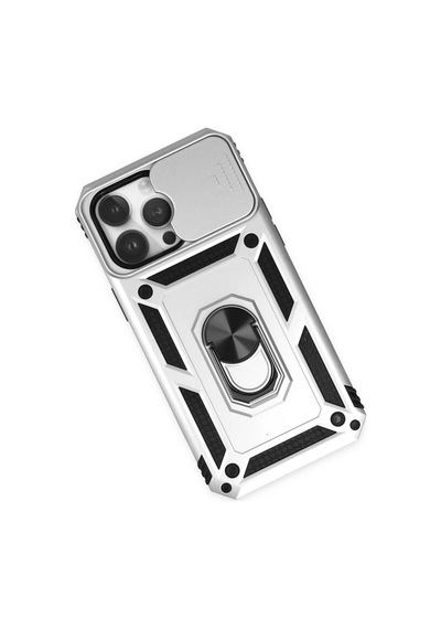 Apple Uyumlu iPhone 14 Pro Kılıf Pars Lens Yüzüklü Silikon - Gümüş 0.2M-Çok Renkli