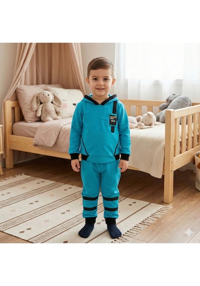 İkili Kapuşonlu Erkek Takım Mavi