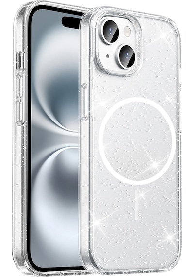Zore Apple Uyumlu iPhone 13 Kılıf M-safe Şarj Özellikli Parlayan Simli Saydam Renkli Sys Maris Kap Şeffaf