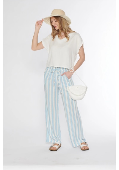 Keten Dokuma Kısa Kol Pijama Takımı Flz 88-121 Ekru