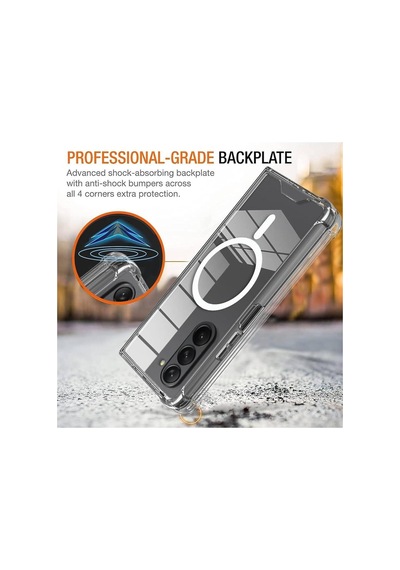 Samsung Galaxy Z Fold 5 Uyumlu Kılıf Clear Şeffaf Magsafe Wireless Şarj Destekli Sararmaz Silikon Resimde Görünen
