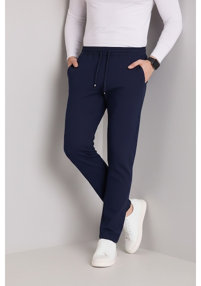Bürke Erkek Lacivert Beli Lastikli Bağcıklı Duble Paça Jogger Pantolon Bürke Erkek Lacivert Beli Lastikli Bağcıklı Duble Paça Jogger Pantolon