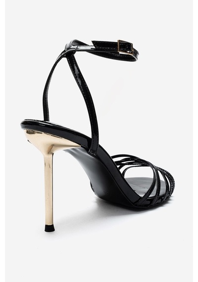 Luvishoes Lorıon Siyah İnce Bantlı Kadın Topuklu Ayakkabı