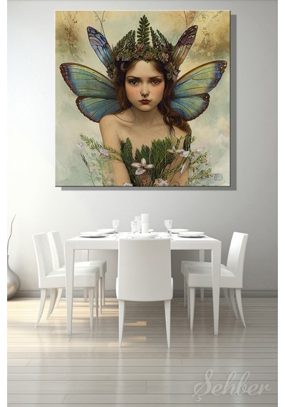 "fairy Princess" Dekoratif Bir Deküpe Kağıdı Tasarımı Kare Kanvas Tablo 4802 Çok Renkli