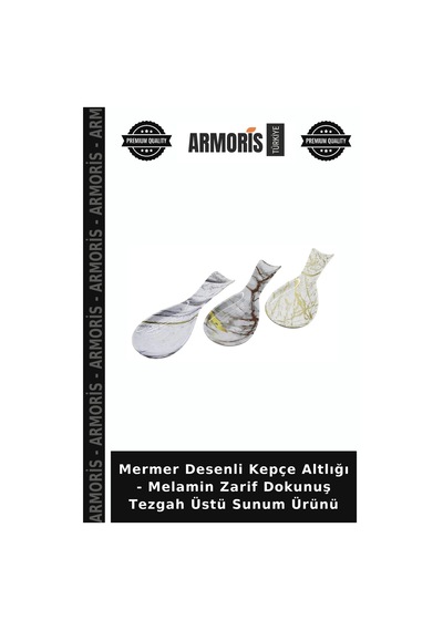 Mermer Desenli Kepçe Altlığı - Melamin Zarif Dokunuş Tezgah Üstü Sunum Ürünü Çok Renkli