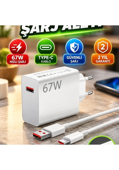 Oneplus 7 8 9 10 Uyumlu 67w Type-c Hızlı Şarj Adaptörü Ve 1 Metre Kablo