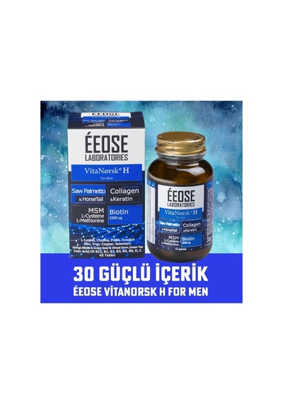 Eeose Vitanorsk H For Men Saç Dökülmesine Karşı 45 Tablet