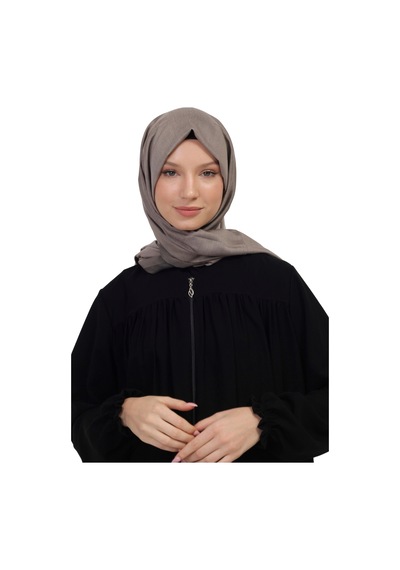 Manolyaşal İslamic Hijab Çift Taraflı Düz Jakar Şal Parlak & Mat Dokulu, Özel Gün Şalı, Düz Renk Vizon