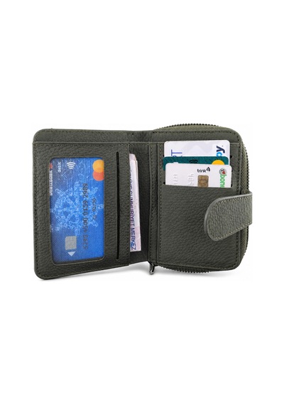 Alphaclub Bag Kadın Çok Bölmeli Kartlıklı Çıtçıt Kapamalı Cüzdan Model 461 Haki