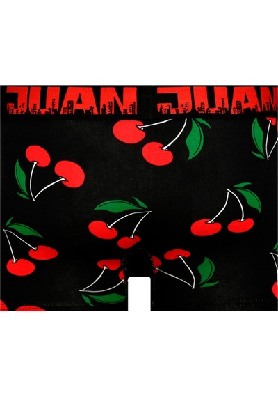 Munivy Juan Raul Kiraz Desenli Siyah Rahat Erkek Boxer