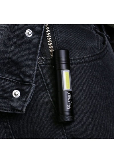 Mini Güçlü Şarjlı Pilli El Feneri Çok Fonksiyonlu Watton Wt-022 N11.12856 Siyah