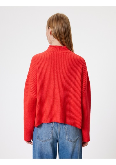 Koton Oversize Triko Kazak Dik Yaka Dokulu Uzun Kollu Pembe 5wal90022ht GÜL