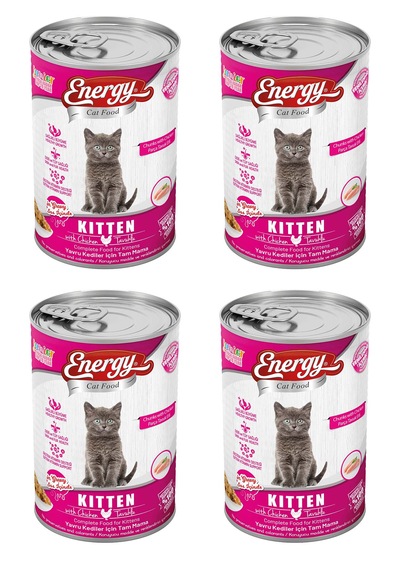 Energy Tavuklu Yavru Yaş Konserve Kedi Maması 4 x 400 G