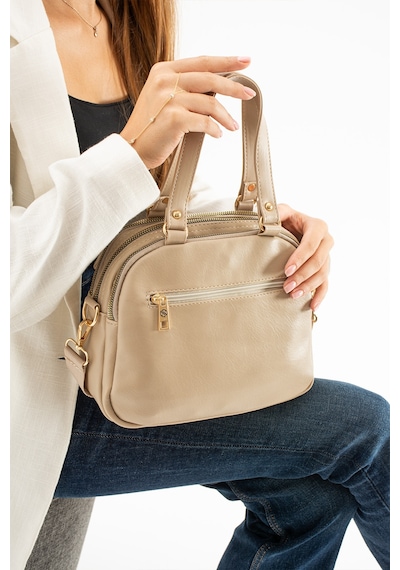 Sanmorris Kadın Suni Deri Ayarlanabilir Çapraz Askılı Smart Casual Omuz Ve El Çantası Kum