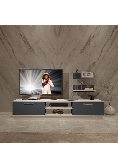 Decoraktiv Eko 4b Mdf Dvd Tv Ünitesi Tv Sehpası Beyaz - Antrasit