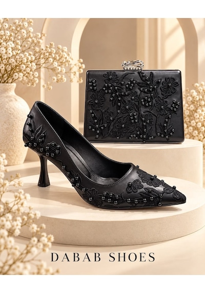 Dabab Shoes Vıanel Kadın Siyah Çiçek Nakışlı İnci Detaylı Sivri Burun 7 Cm Kadeh Topuklu Stiletto Ayakkabı Ve Abiye Çanta Dabab Shoes Vıanel Kadın Siyah Çiçek Nakışlı İnci Detaylı Sivri Burun 7 Cm Kadeh Topuklu Stiletto Ayakkabı Ve Abiye Çanta