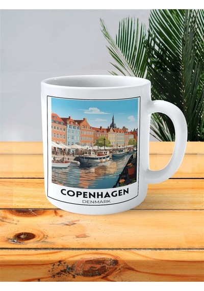 Copenhagen Baskılı Kupa Bardak Kişiye Özel Desen Çok Renkli