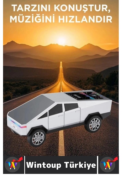 Premium Güçlü Ses Usb Aux Speaker Cybertruck Lüks Araba Tasarımlı Rgb Led Ekranlı Bluetooth Hoparlör