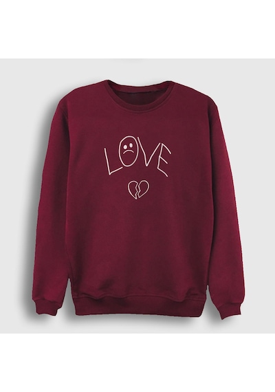 Presmono Unisex Love Lil Peep Sweatshirt Bordo