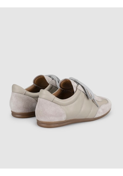 Krem Hakiki Deri Kadın Sneaker Ayakkabı