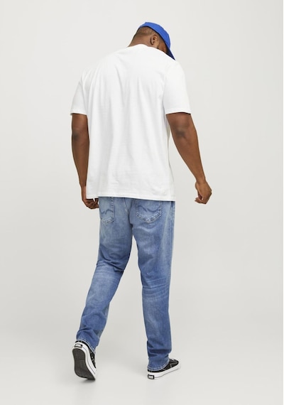 Jack & Jones Büyük Beden Düz Bisiklet Yaka Tisört - Bradley 12250623 White Beyaz