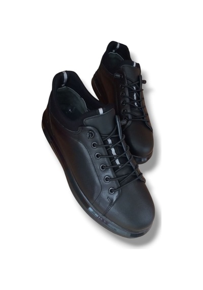 Growish Gr0226 Hakiki Deri Günlük Mat Siyah Erkek Sneaker Ayakkabı Siyah