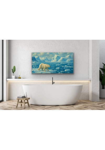 Yalnız Kutup Ayısı Kanvas Tablo 60x120cm Çok Renkli