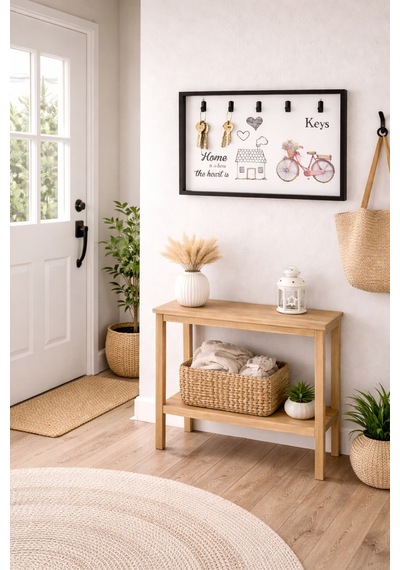 5 Li Dekoratif Duvar Anahtarlığı Kapı Yanı Anahtar Askılığı Şık Ve Dayanıklı Tasarım, 30x20 Cm Siyah