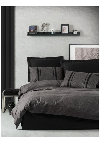 Cotton Box Plain Çift Kişilik Nevresim Takımı Antrasit Siyah Antrasit - Siyah