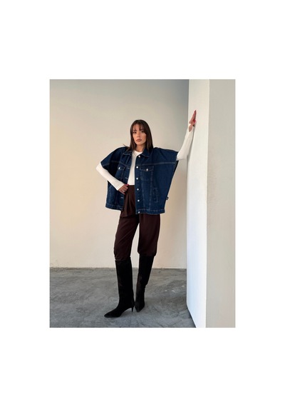 Blue Marlın Oversize Lacivert Yelek/panço Lacivert