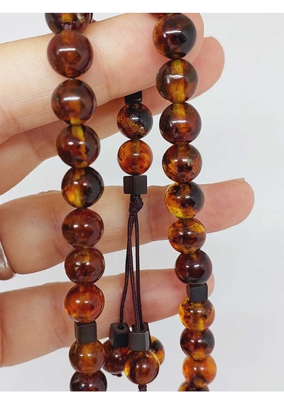 Kehribar Taşı Koyu Renk Tesbih 33'lük 8mm 23470 Çok Renkli