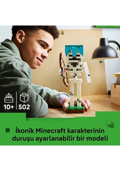 LEGO® Minecraft® İskelet 21594 - 10 Yaş ve Üzeri Çocuklar için Aksesuarlar İçeren Yaratıcı Oyuncak Yapım Seti (502 Parça)