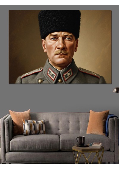 Türkiye Cumhuriyeti Kurucusu Atatürk Portresi Dekoratif Kanvas - Mdf Ahşap Tablo
