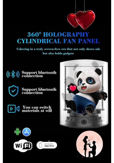 360 Masaüstü 5d Hologram 1080p Projeksiyon Fan