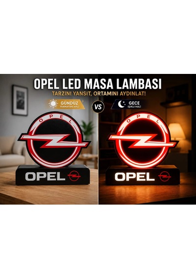 Opel Masa Lambası , Opel Logolu Led Işıklı Masa Lambası , Opel Gündüz Gece Masa Lambası Siyah