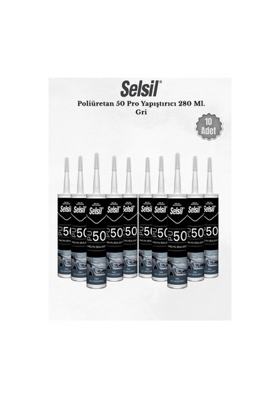 Selsil Poliüretan Mastik Gri 280 Ml. - 10 Adet Çok Renkli