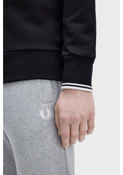 Fred Perry M3574 Half Zip Erkek Sweatshirt Siyah-Beyaz