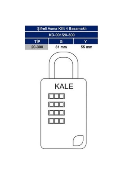 Kale Şifreli Asma Kilit Kd-001/20-300 4 Basamaklı - 6'lı Paket
