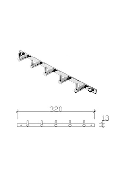 Tema 74305 Prima 5 Li Set Askılık Banyo Askısı Bornozluk Paslanmaz Krom Askı Gümüş