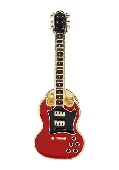 Gitar Broş, Çocuk Broş, İğneli Broş Klipsli Broş Yaka Broşu Ceket Yaka İğnesi, Mineli B234
