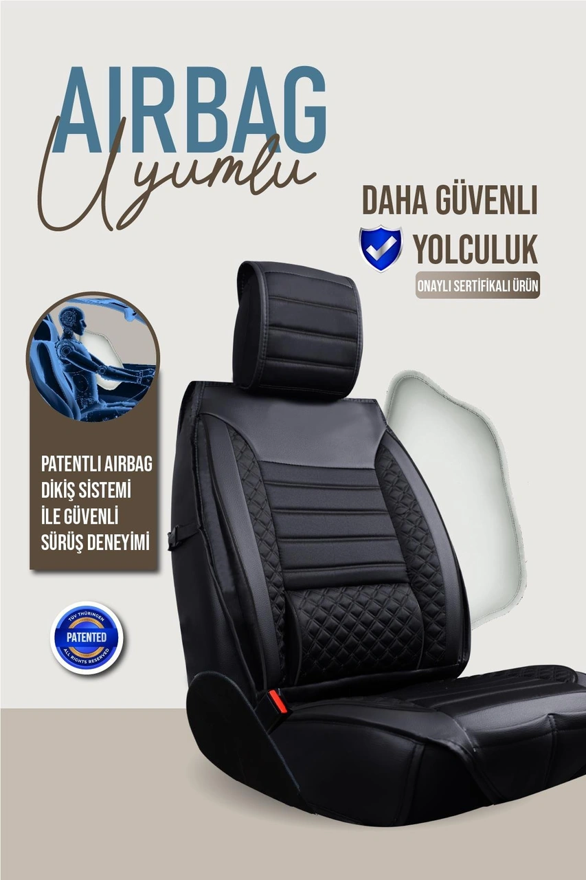 Dacia Sandero Stepway Uyumlu Lüx Deri Oto Koltuk Kılıfı Ön Arka Takım Elit Tam Siyah