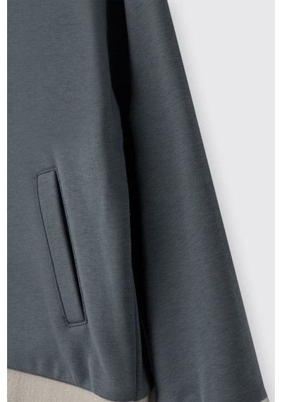 Panço Erkek Çocuk Kapüşonlu Petrol Sweatshirt Mavi