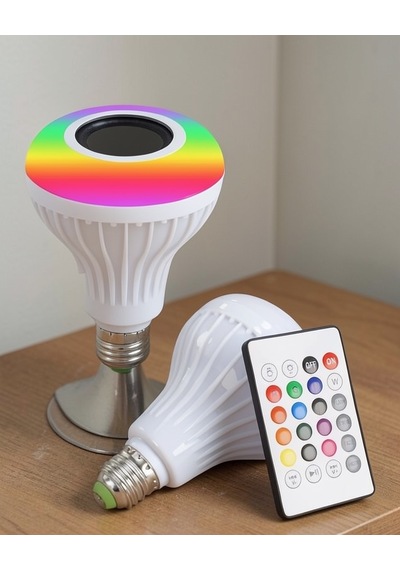 Bluetooth Hoparlör Lamba, E27, Uzaktan Kumandalı, 13.6x9.3cm