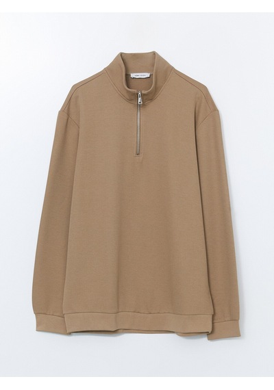 Lcw Vision Bej Dik Yaka Erkek Sweatshirt