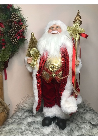 Yılbaşı Noel Baba Peluş Figür 45 Cm Eli Asalı