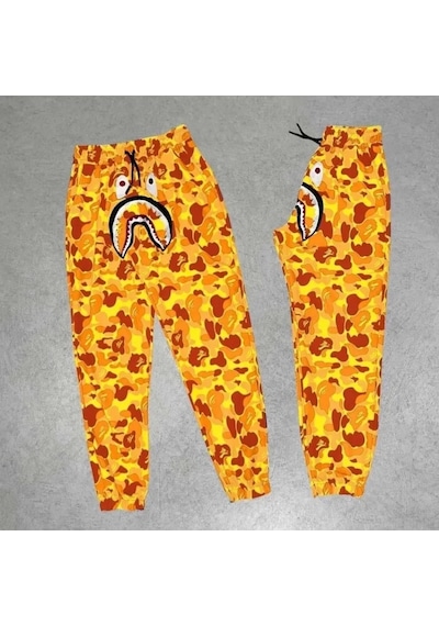 Tarzyeri Unisex Pubg Bape X Shark Eşofman Altı - Sarı 001